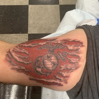 American Dream Tattoo Studio - Shredded skin with EGA (Marine Corps) done by Mike - Tattoo Near Me - Covina, California American Dream Tattoo Studio - Shredded skin with EGA (Marine Corps) done by Mike - Tattoo Near Me - Covina, California
