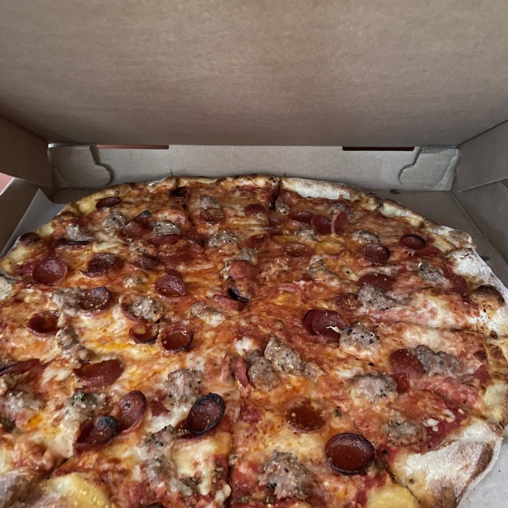 First & Last Tavern - Large cheese pizza with added sausage and pepperoni - Italian Near Me - Plainville, Connecticut