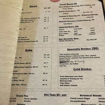 Bun Belly - drink menu - Vietnamese Near Me - Austin, Texas