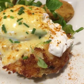 Miss Shirley's Cafe, Roland Park - Crab Cake & Fried Green Tomato Eggs Benedict. The crab cakes are flavorful, and the sides are delicious. - American Near Me - Baltimore, Maryland Miss Shirley's Cafe, Roland Park - Crab Cake & Fried Green Tomato Eggs Benedict. The crab cakes are flavorful, and the sides are delicious. - American Near Me - Baltimore, Maryland