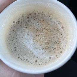 This is my "latte". Literally hot black coffee (which wasn't even close to being delicious like a just black pour over can be).