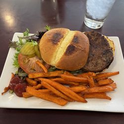 Chalkboard Menu - My plant-based burger with sweet potato fries