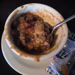 Chili was cold, but very good taste and texture. Chili was cold, but very good taste and texture.