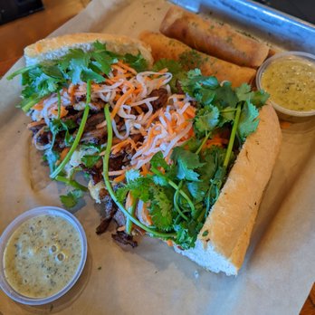Nguyen's Kitchen - Grilled Pork Sandwich 5/5 and order of egg rolls 3/5 - Vietnamese Near Me - Orange, California