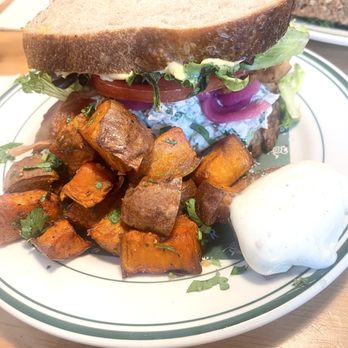 Smør - Chicken Club Sandwich with Sweet Potato Fries. - Scandinavian Near Me - New York, New York Smør - Chicken Club Sandwich with Sweet Potato Fries. - Scandinavian Near Me - New York, New York