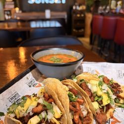Distrito Sunset - Lunch special: 4 tacos de pastor, sopita + bud light or Tecate $12