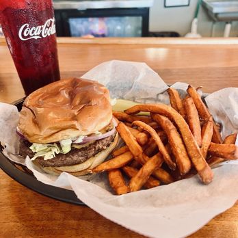 Midway Grille - The Midway Classic Burger, lettuce, tomato, onion, cheddar cheese, mayo, ketchup, sweet potato fries!!! - American Near Me - Bolivia, North Carolina Midway Grille - The Midway Classic Burger, lettuce, tomato, onion, cheddar cheese, mayo, ketchup, sweet potato fries!!! - American Near Me - Bolivia, North Carolina