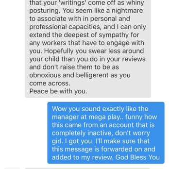 Megaplay - Private messages I received from Vanessa trying to be "Anonymous" - Indoor Playcenter Near Me - Spring Lake, North Carolina Megaplay - Private messages I received from Vanessa trying to be "Anonymous" - Indoor Playcenter Near Me - Spring Lake, North Carolina