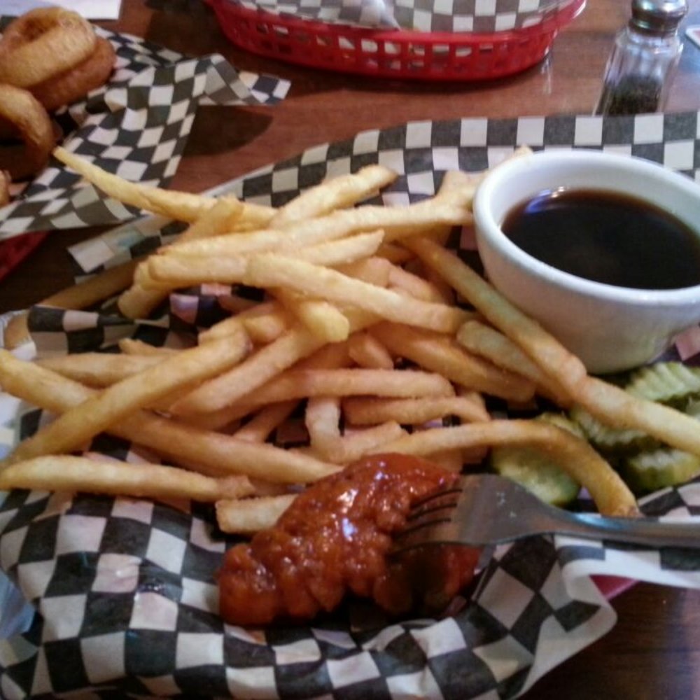 The Lower Tavern - Fries, au jus for my french dip and a buffalo tender - American Near Me - Eastsound, Washington The Lower Tavern - Fries, au jus for my french dip and a buffalo tender - American Near Me - Eastsound, Washington