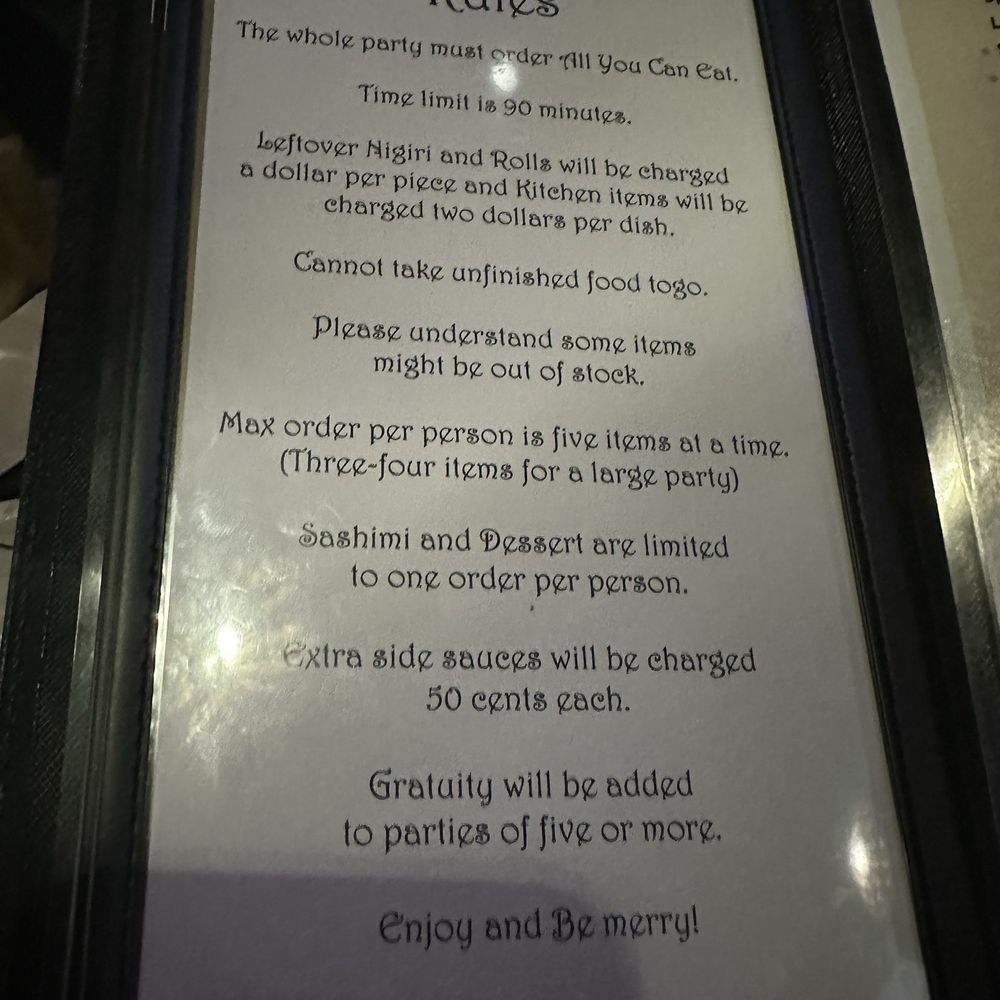 Hana Tokyo - Rules for ayce - Sushi Bars Near Me - Peoria, Arizona Hana Tokyo - Rules for ayce - Sushi Bars Near Me - Peoria, Arizona
