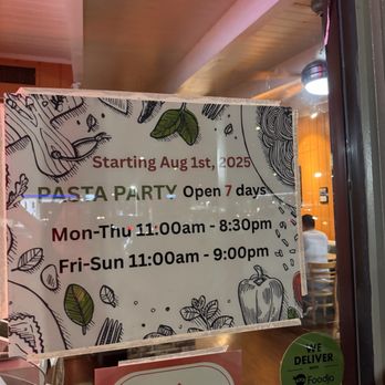 Pasta Party - hours - Pizza Near Me - Orange, California