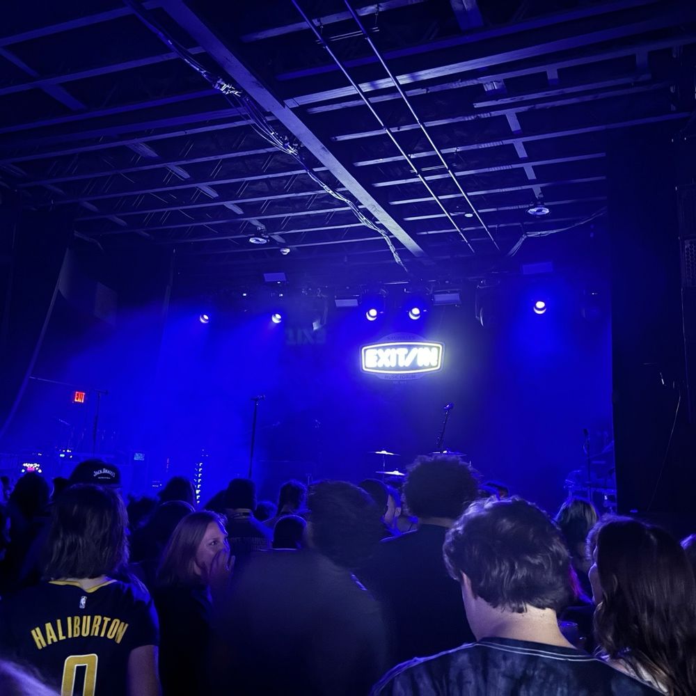 Exit/In logo on the small stage. Exit/In logo on the small stage.