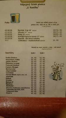 Menu photo 1 U Rumlíka Prague, PR