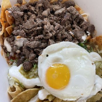 LovChCh - Chilaquiles divorciados (2 flavors: red and green) with asada - Cafes Near Me - Walnut, California