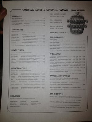 Menu photo 8 Smoking Barrels BBQ - St. Louis St. Louis, MO