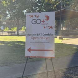 Method Park - Sign for Go+ Raleigh Western Corridor Bus Rapid Transit Public Open House
