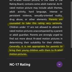 Platinum Theatres - Establishment's parent-demeaning R-rated movie policy.
