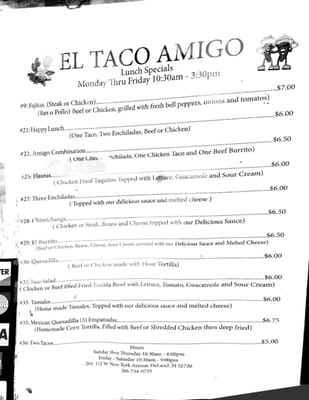 Menu photo 6 El Taco Amigo DeLand, FL