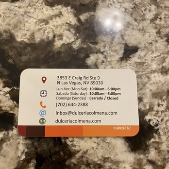 Dulceria La Colmena - Their business card - Party Supplies Near Me - North Las Vegas, Nevada Dulceria La Colmena - Their business card - Party Supplies Near Me - North Las Vegas, Nevada