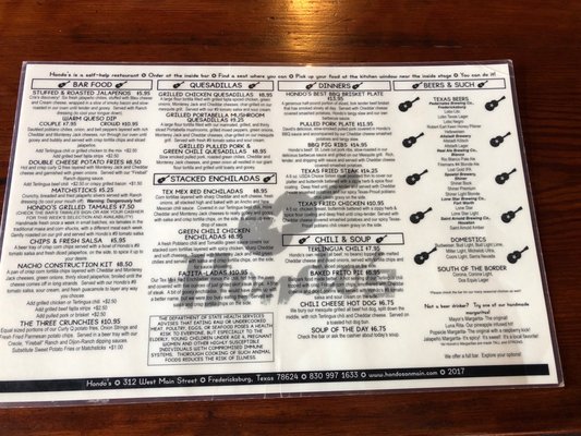 Menu photo 6 Hondo's Fredericksburg, TX