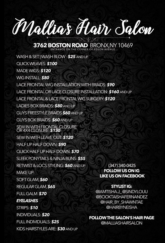 MALLIA’S HAIR SALON Updated June 2024 3762 Boston Rd, The Bronx