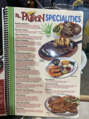 Menu photo 5 El Patron Mexican Grill Clarksville, TX