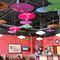 Amy’s China Cuisine - Umbrella lights and umbrellas in the ceiling