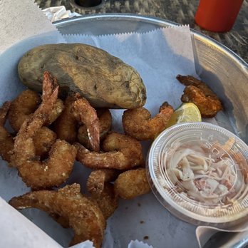 Buoy One - Riverhead - Fryed shrimp Baked Potato - Seafood Near Me - Riverhead, New York