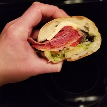 Wegman's Market Cafe - Inside view of medium, Danny's Favorite sub on Rustic-White Ciabatta bread - Cafes Near Me - Buffalo, New York
