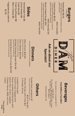 Menu photo 1 The Dam Diner Chetopa, KS Menu photo 1 The Dam Diner Chetopa, KS