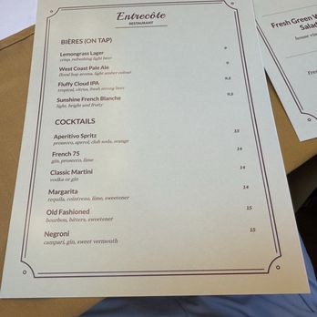 Entrecôte Restaurant - Beers and cocktails July 2026 - French Near Me - Vancouver, British Columbia Entrecôte Restaurant - Beers and cocktails July 2026 - French Near Me - Vancouver, British Columbia