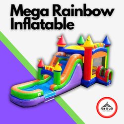 Mega rainbow inflatable bounce house