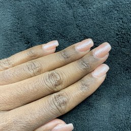 SNS dip powder with coffin shape and gel nail polish