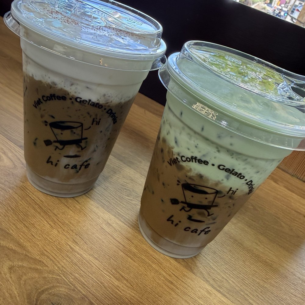 Hi Cafe - Cream cheese cloud, pandan cloud. Both over Vietnamese coffee. - Coffee & Tea Near Me - South San Francisco, California Hi Cafe - Cream cheese cloud, pandan cloud. Both over Vietnamese coffee. - Coffee & Tea Near Me - South San Francisco, California