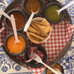 Carnitas Michoacan - Sauces that also included cilantro and raw onions
