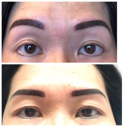 I dont have initial brows pic but this is my touch up, i took 2 pic due to the lighting in my house