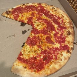 Mostly sauce cheese pizza. Mostly sauce cheese pizza.