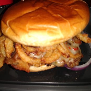 Applebee's Grill + Bar - Whiskey Bacon Burger minus veggies! Comes with french fries! - Sports Bars Near Me - Midwest City, Oklahoma Applebee's Grill + Bar - Whiskey Bacon Burger minus veggies! Comes with french fries! - Sports Bars Near Me - Midwest City, Oklahoma