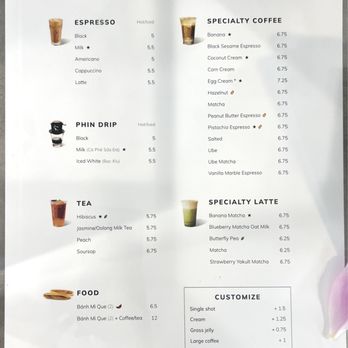 Trung Nguyen E-Coffee - Menu - Coffee & Tea Near Me - Long Beach, California
