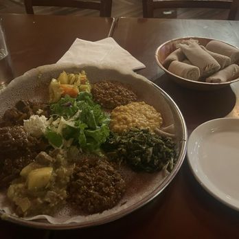 Enssaro Ethiopian Restaurant - MEAT & VEGGIE FOR 2 - Ethiopian Near Me - Oakland, California