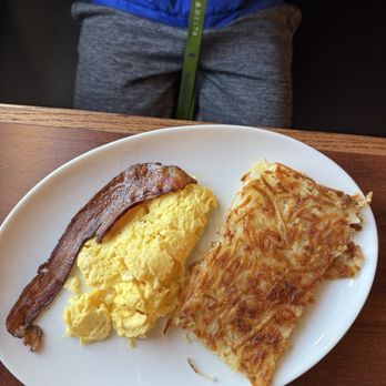 Mia Cafe and Wine Bar - Mia's Kids breakfast - was a choice of bacon or sausage and pancake or hash browns. - Wine Bars Near Me - Kirkland, Washington