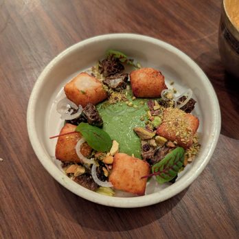 The Musket Room - Potato Gnocchi with Chanterelle Mushrooms, Pistachio, and Sorrel - New American Near Me - New York, New York The Musket Room - Potato Gnocchi with Chanterelle Mushrooms, Pistachio, and Sorrel - New American Near Me - New York, New York