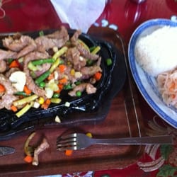 Asian Lan Anh - Dish 95. Pork loin on a hot plate.