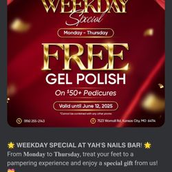 Yah’s Nail Bar - Says free i was charged,that's not right
