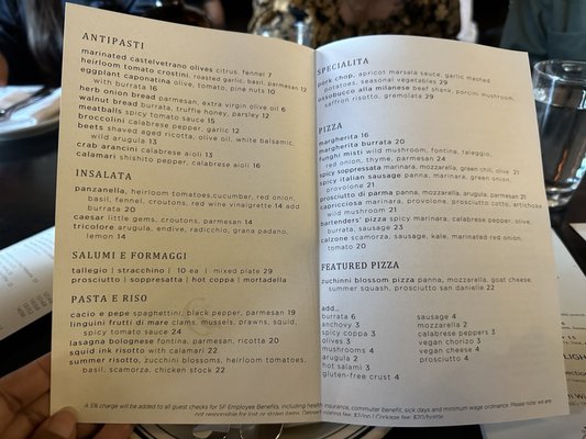 Menu photo 8 Beretta Valencia San Francisco, CA