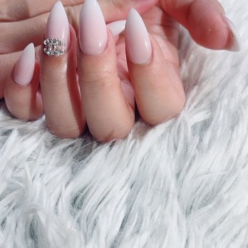 Luxury Nails & Spa - Stiletto White Ombré nails - Nail Salons Near Me - San Antonio, Texas