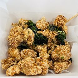 Uni Uni Bubble Tea - Black pepper basil popcorn chicken.