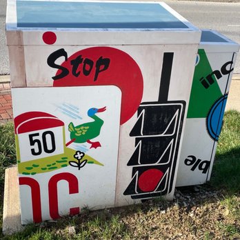 Mille Bornes Signal box - Public Art Near Me - Fishers, Indiana Mille Bornes Signal box - Public Art Near Me - Fishers, Indiana