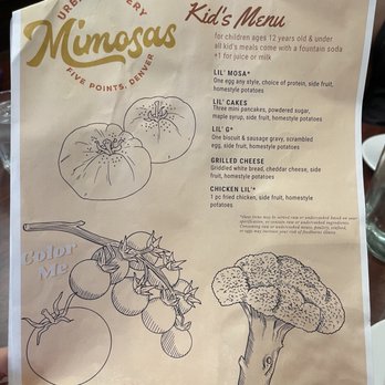 Mimosas - Menu - kids - American Near Me - Denver, Colorado