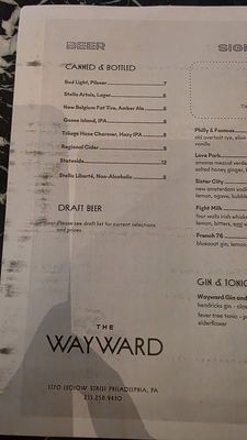 Menu photo 2 The Wayward Philadelphia, PA